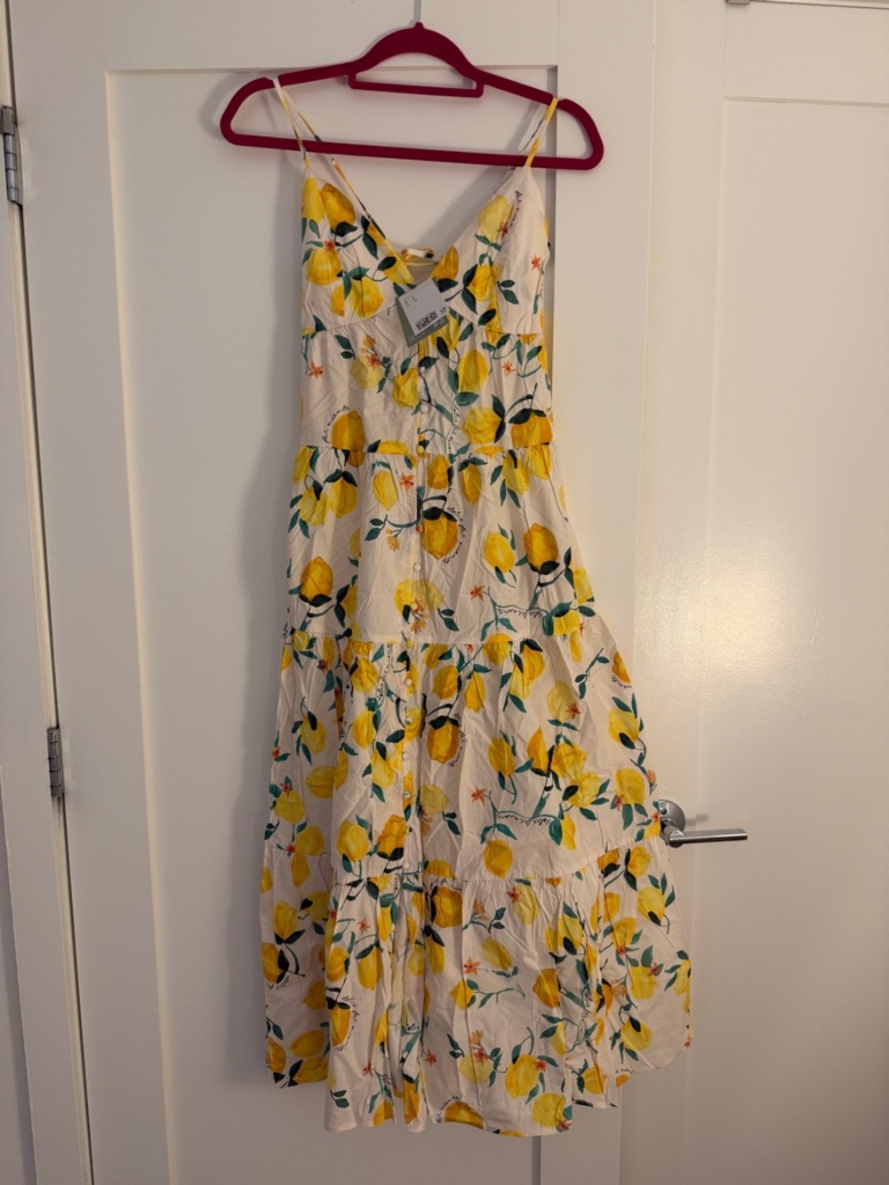 H&M White Maxi Dress with Yellow Lemon Print